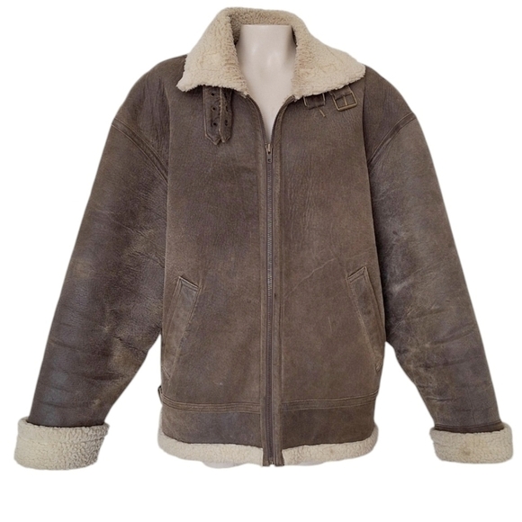 WILSONS Brown Suede Leather Distressed Aviator Jacket - Picture 1 of 8